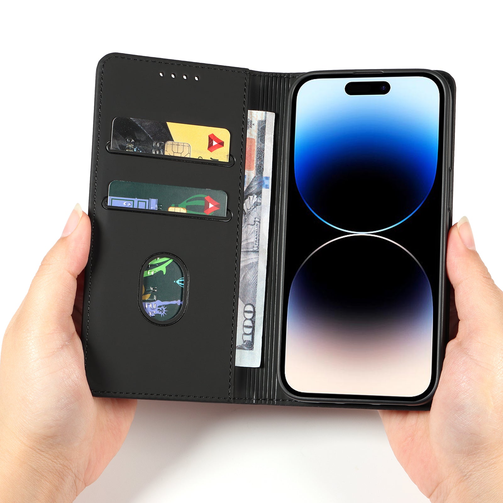 Pouzdro na telefon proti pádu pro iPhone 14 Pro Stojánek Peněženka PU kožený magnetický kryt s plnou ochranou na mobil Pouzdro na telefon proti pádu pro iPhone 14 Pro Stojánek Peněženka PU kožený magnetický kryt s plnou ochranou na mobil